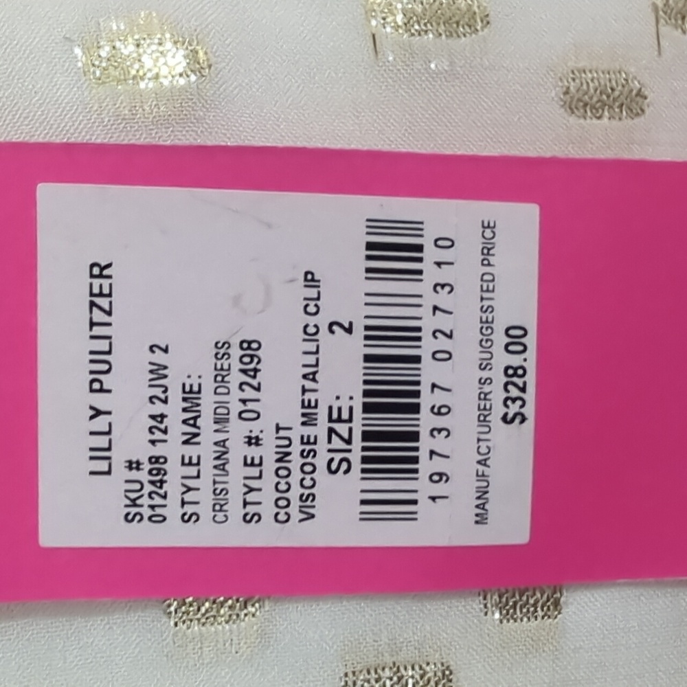 Lilly Pulitzer Christiana Midi Cream Long Sleeve Bishop V-Neck Dress Size 2 - Picture 6 of 12